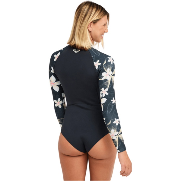 2026 Roxy Womens Swell Natural 1mm Front Zip Long Sleeve Spring Wetsuit 26BW243506 - Hibiscus Real